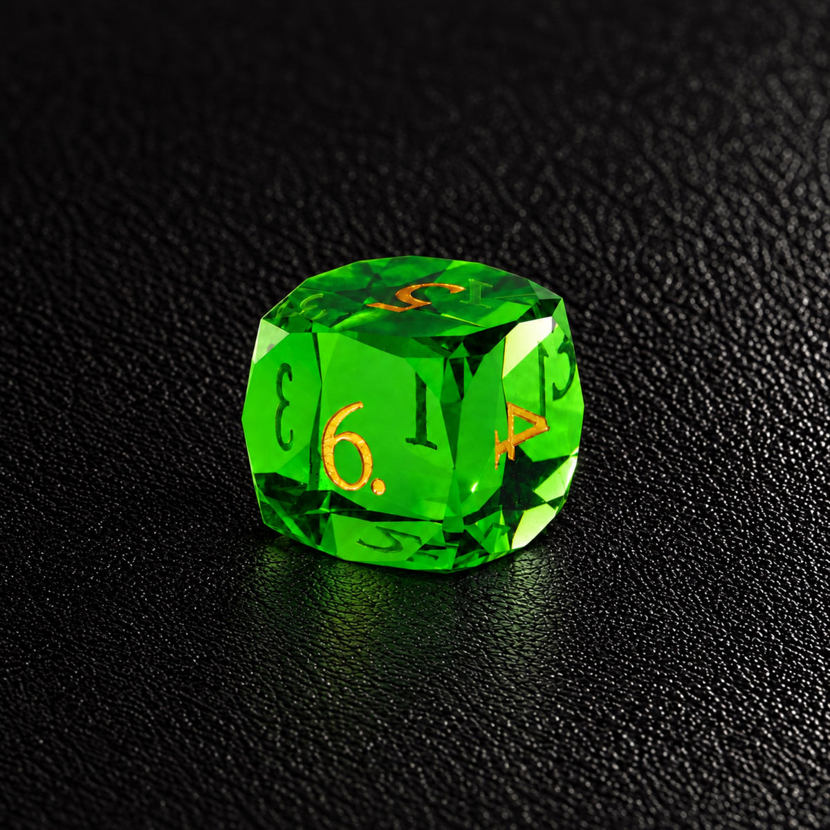 Emerald Mystic Grove-Gemstone Dice Set – D6 close-up