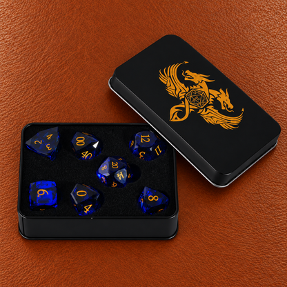 Emerald Mystic Grove-Gemstone Dice Set – GELOHO gift packaging on cognac leather