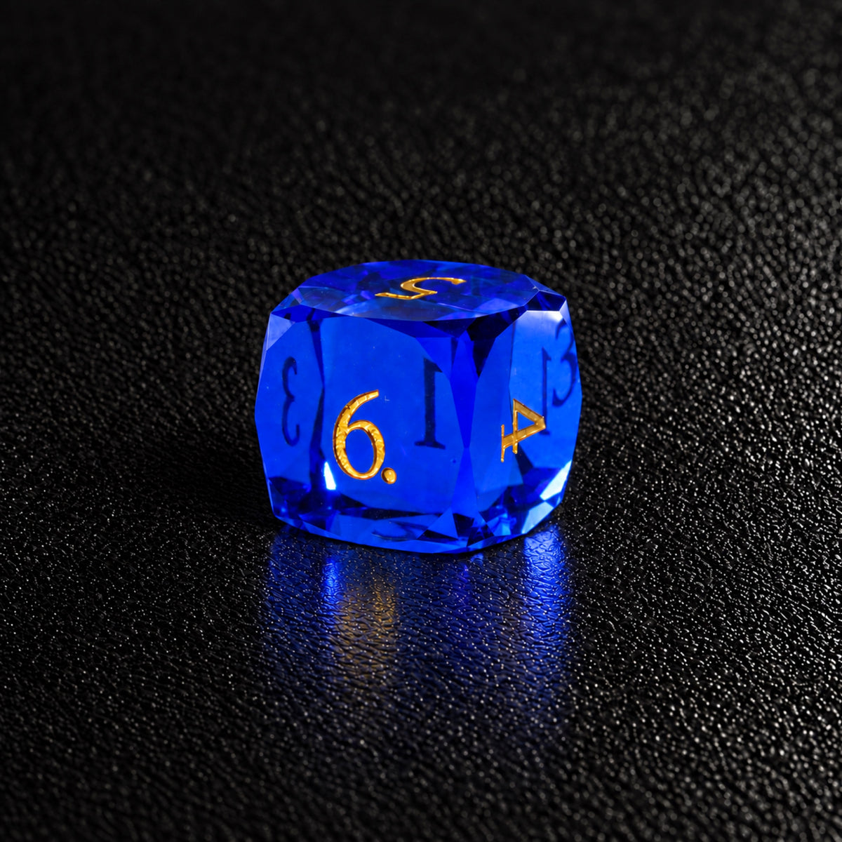 Sapphire Crown Oath-Gemstone Dice Set – D6 close-up