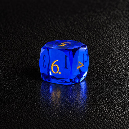 Sapphire Crown Oath-Gemstone Dice Set – D6 close-up