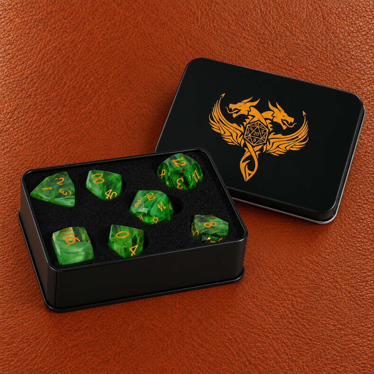 Sapphire Crown Oath-Gemstone Dice Set – GELOHO gift packaging on cognac leather