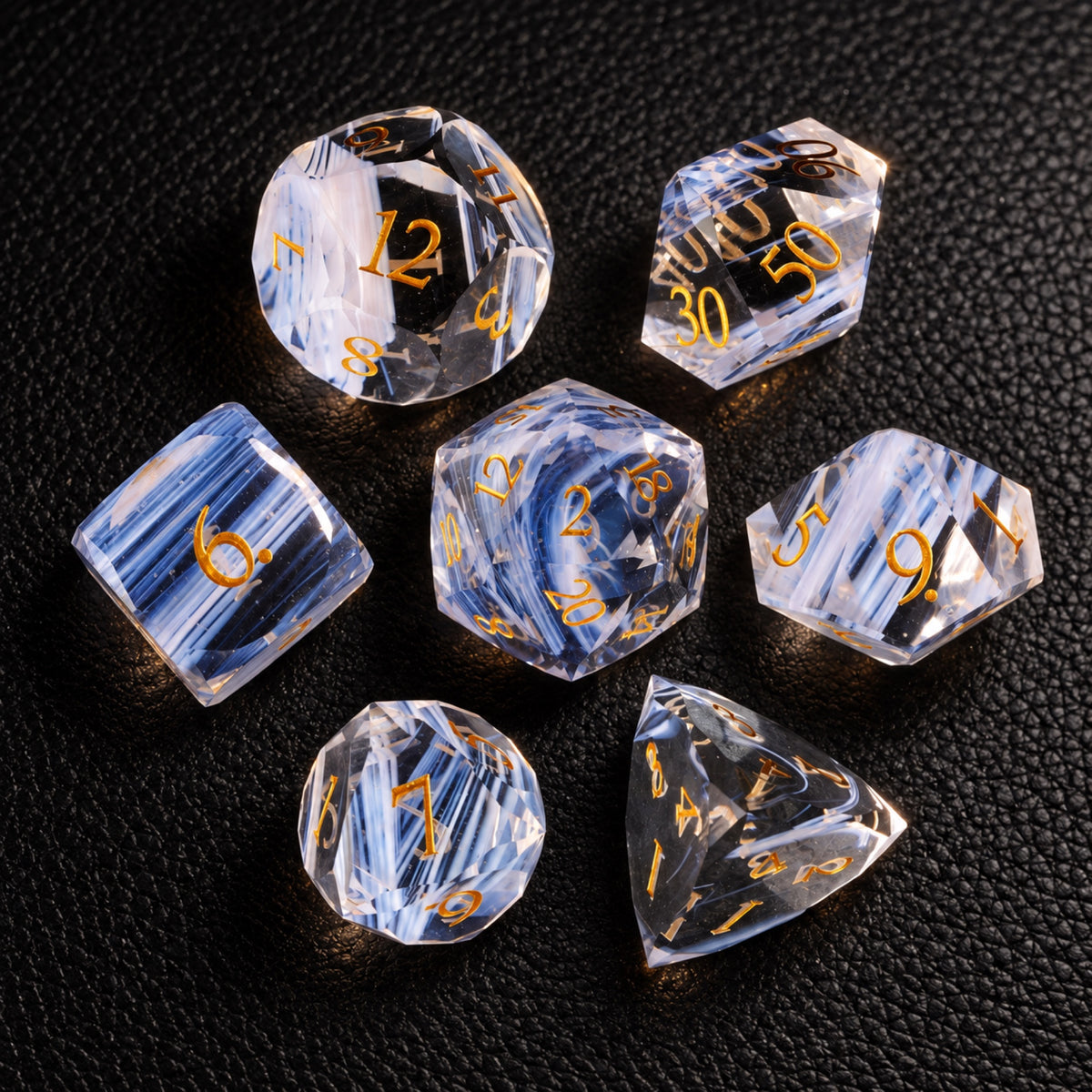 Aurora Fey Whisper-Gemstone Dice Set – complete seven-piece set