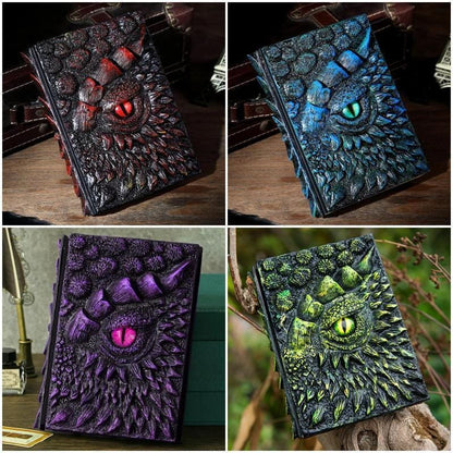 Geloho 3D Dragon Eye Embossed Journal – Fantasy Leather Notebook