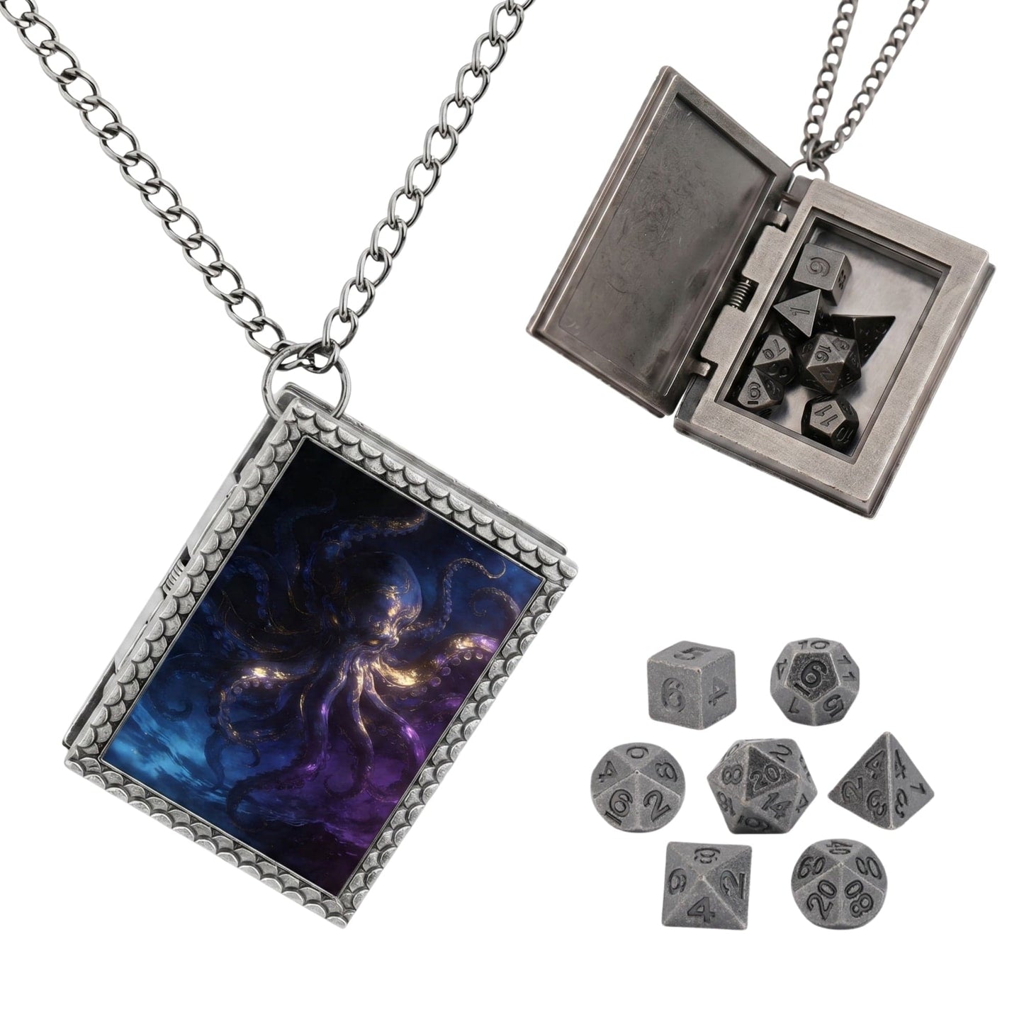 Geloho dice set necklace Silver Abyssal Kraken Dice Necklace