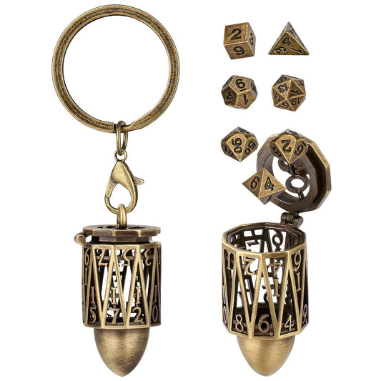Geloho Bronze Arcane Cylinder Mini Dice Set Keychain