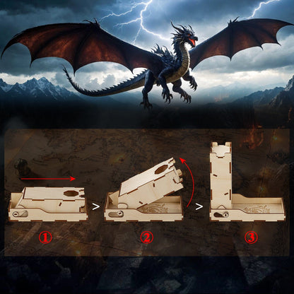 Geloho ARCANE DRAGON RUNE FOLDABLE WOODEN DICE TOWER