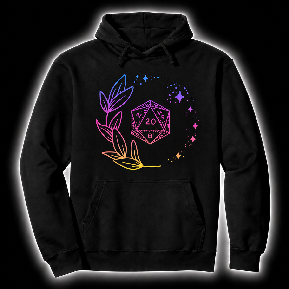 Arcane Roll Glow black D&D hoodie
