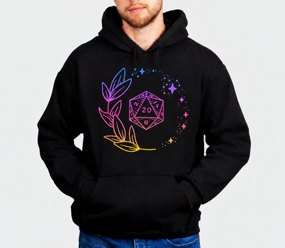 Arcane Roll Glow D&D hoodie on male model