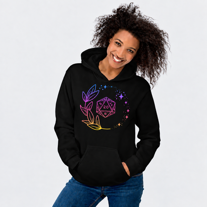 Arcane Roll Glow D&D hoodie on female model