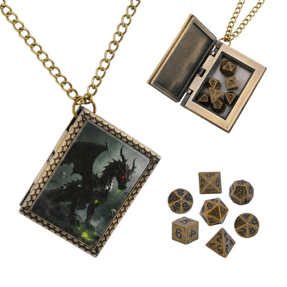Geloho dice set necklace Bronze Black Dragon Dice Necklace