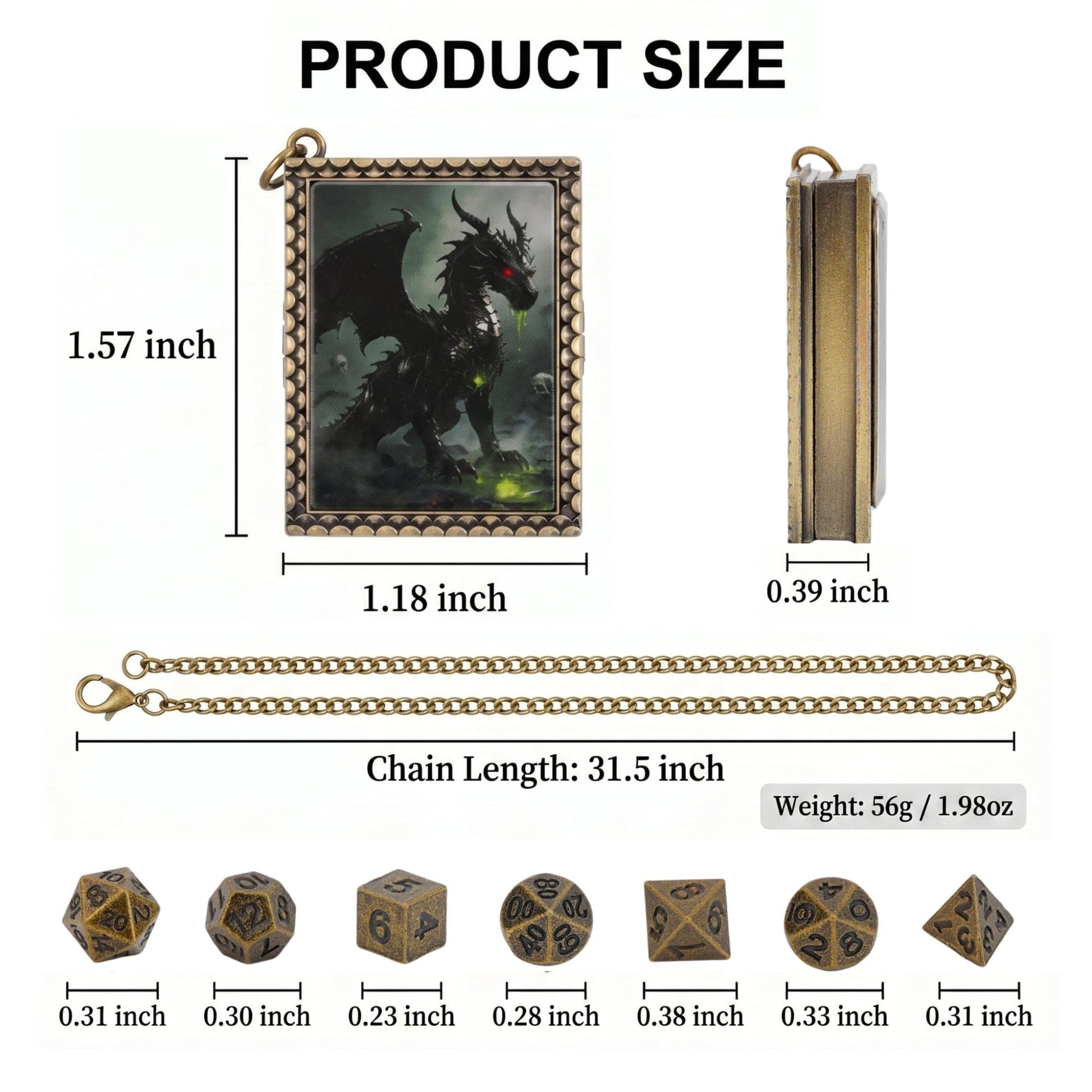 Geloho dice set necklace Black Dragon Dice Necklace