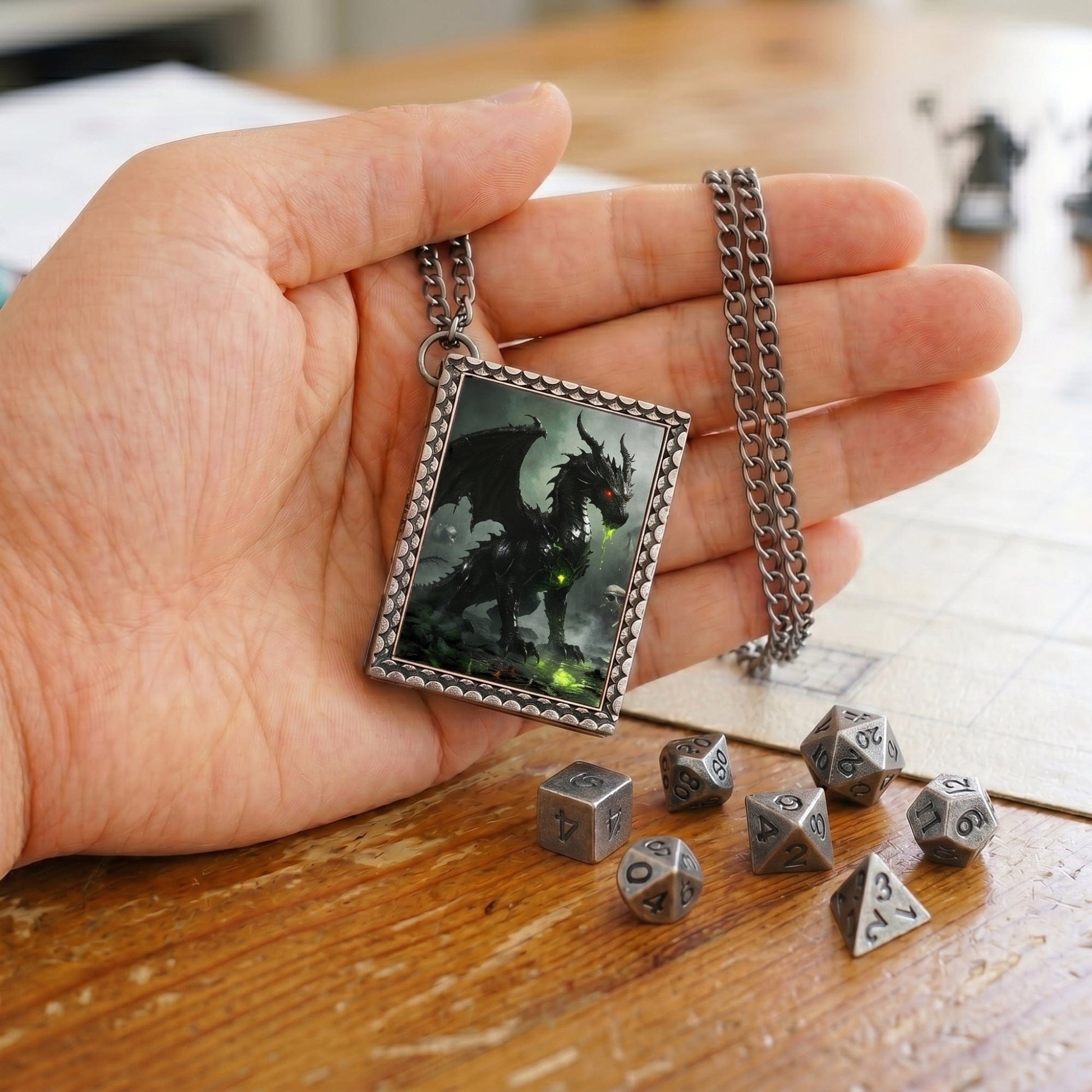 Geloho dice set necklace Black Dragon Dice Necklace