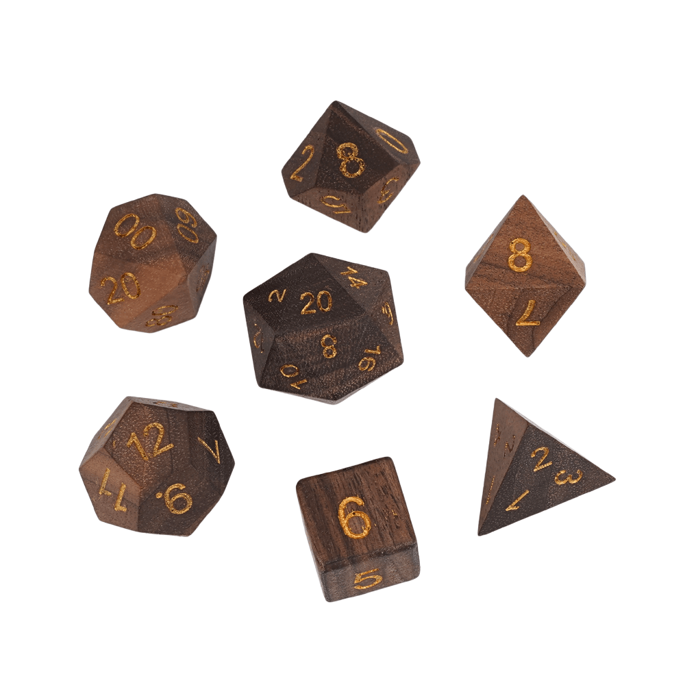 Geloho Golden Black Walnut - Wood Dice Set