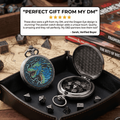 Geloho D20, Dragon Silver Blue Dragon Pocket Watch Dice Set