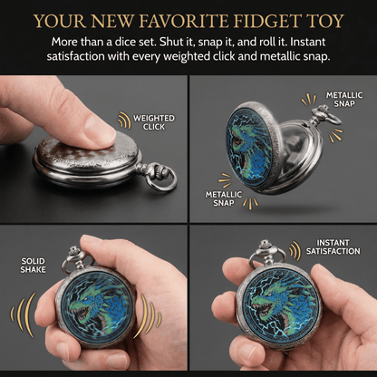 Geloho D20, Dragon Silver Blue Dragon Pocket Watch Dice Set