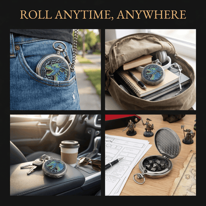 Geloho D20, Dragon Silver Blue Dragon Pocket Watch Dice Set