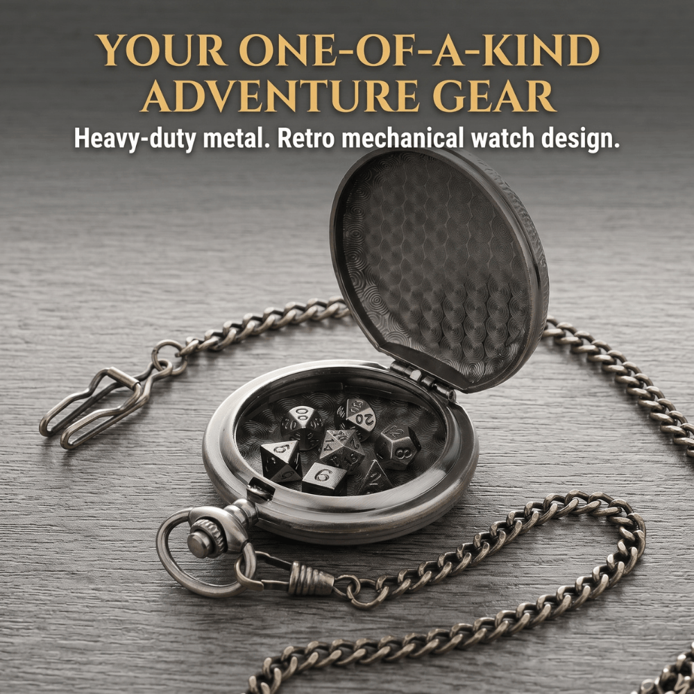 Geloho D20, Dragon Silver Blue Dragon’s Fury Pocket Watch Dice Set