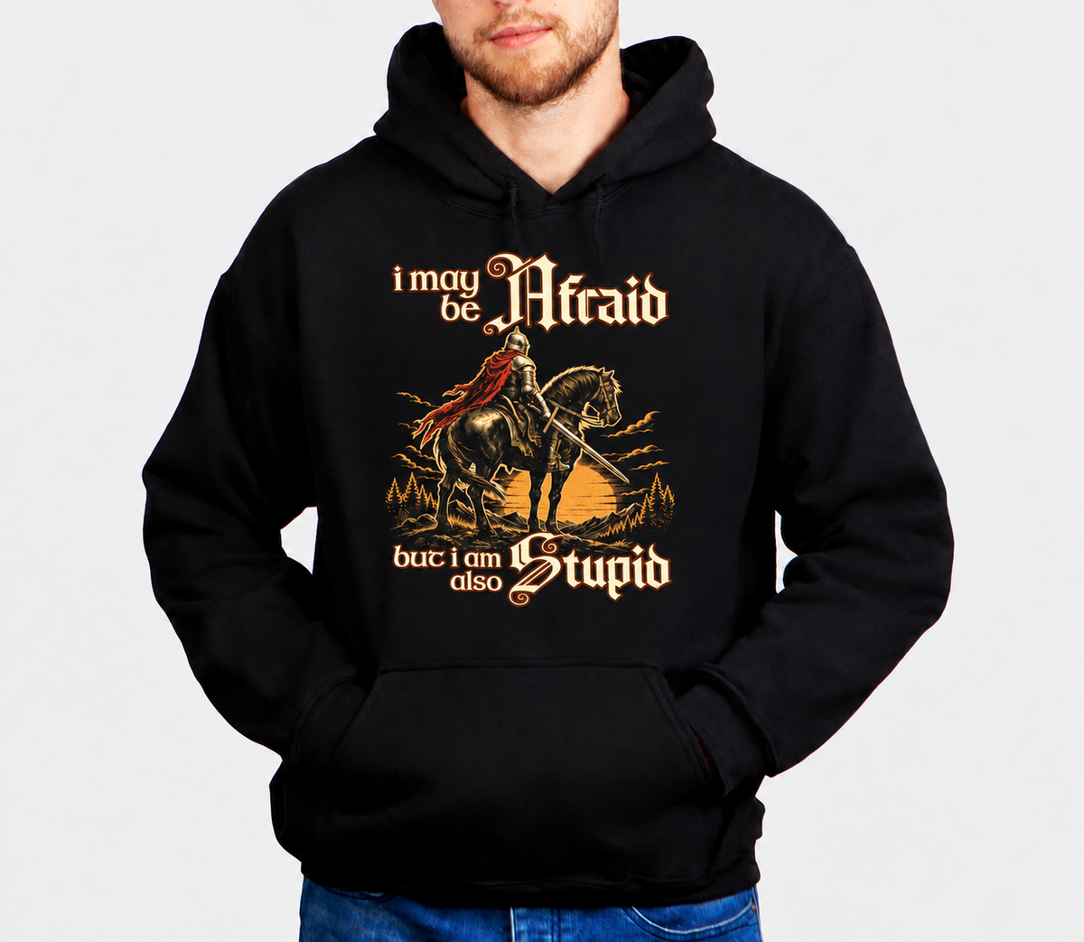 Brave Or Stupid D&D hoodie on male model
