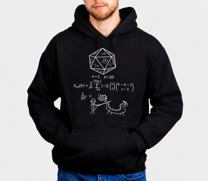 Calculate Then Fight D&D hoodie on male model