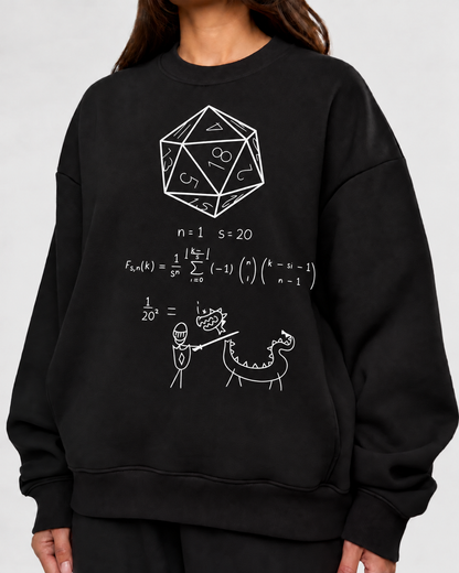 Female model wearing Calculate Then Fight - DnD Sweatshirt