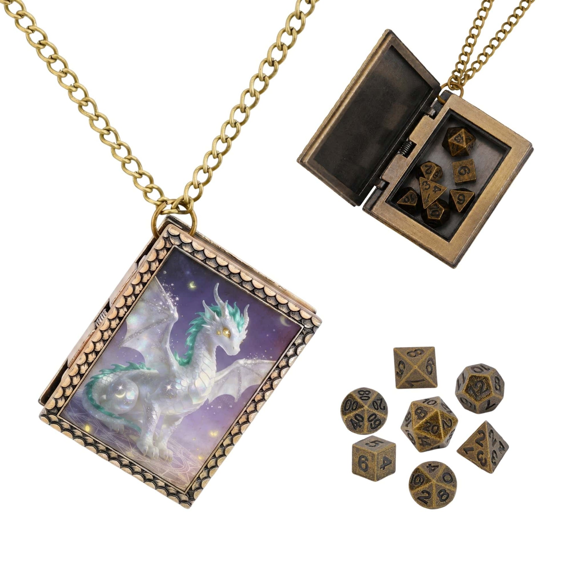 Geloho dice set necklace Bronze Celestial Dragon Dice Necklace