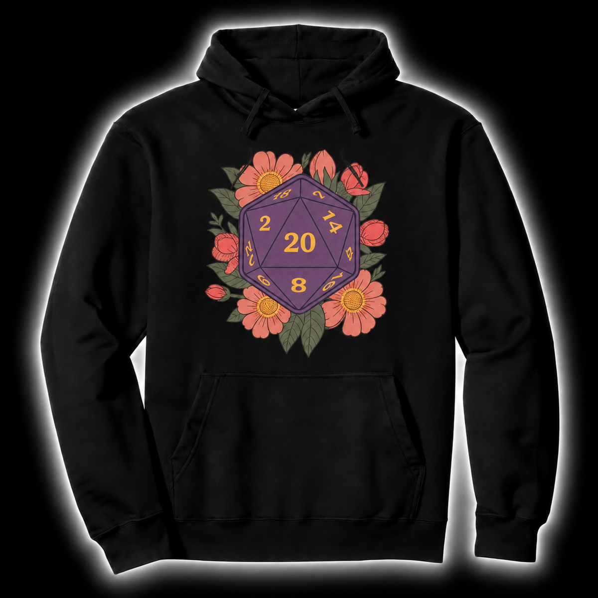 Crits In Bloom black D&D hoodie