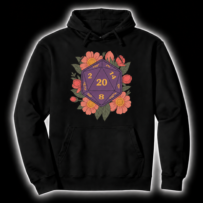 Crits In Bloom black D&D hoodie