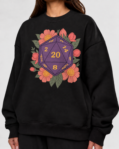 Female model wearing Crits In Bloom - DnD Sweatshirt
