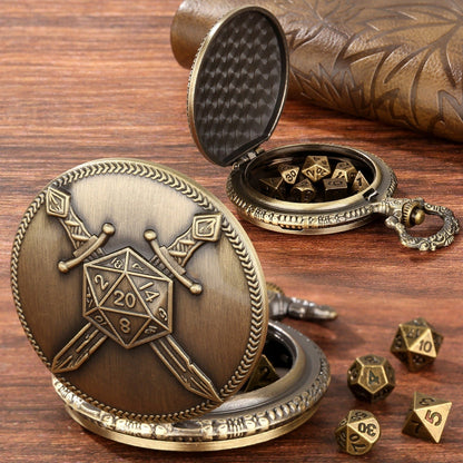 Geloho D20, Dragon Crossed Swords Pocket Watch Dice Set