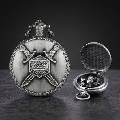 Geloho D20, Dragon Crossed Swords Pocket Watch Dice Set