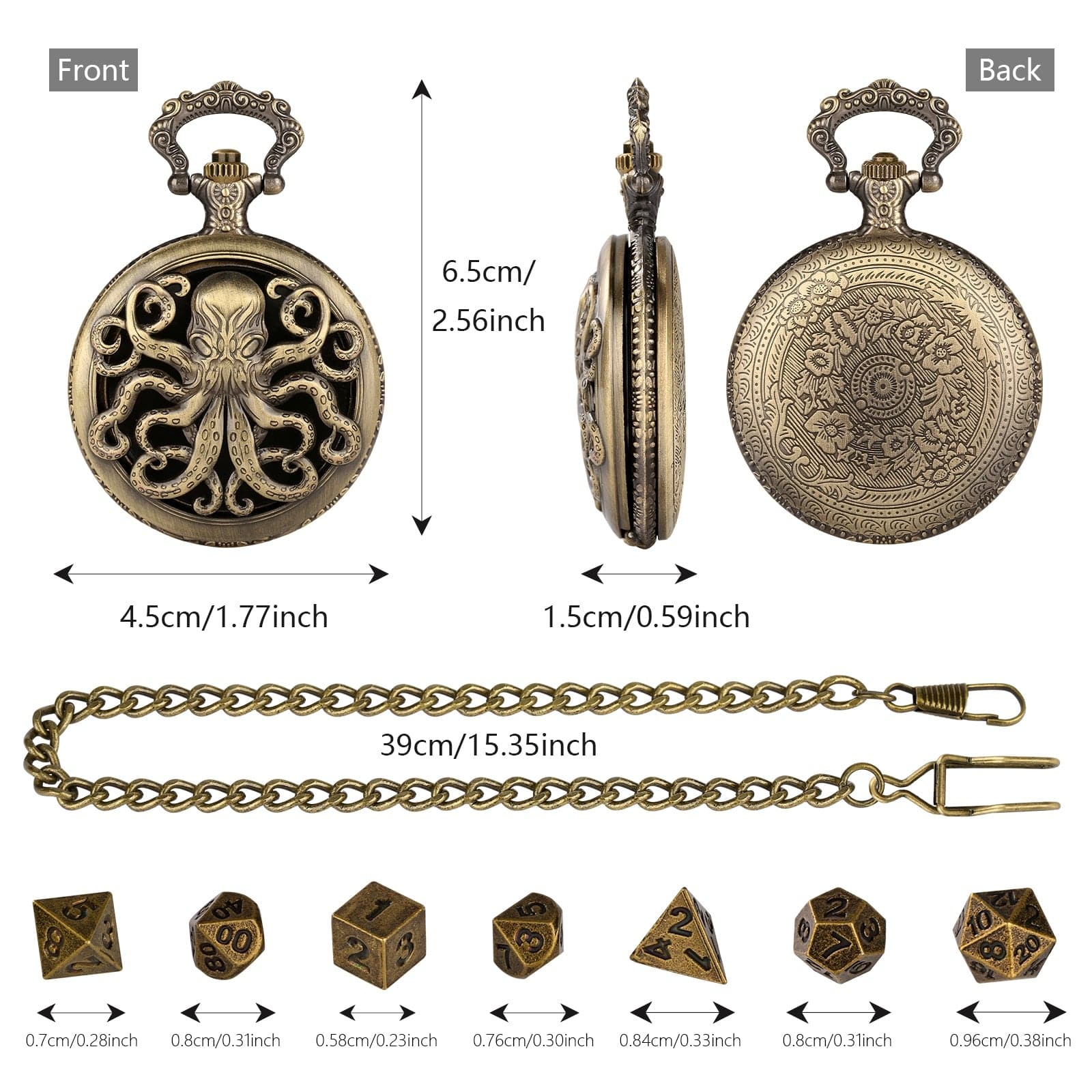 Geloho D20, Dragon Cthulhu Octopus Pocket Watch Dice Set