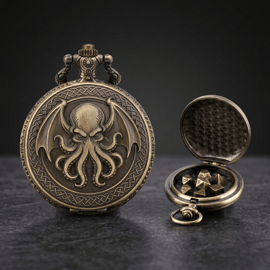 Geloho Bronze Cthulhu Pocket Watch Dice Set