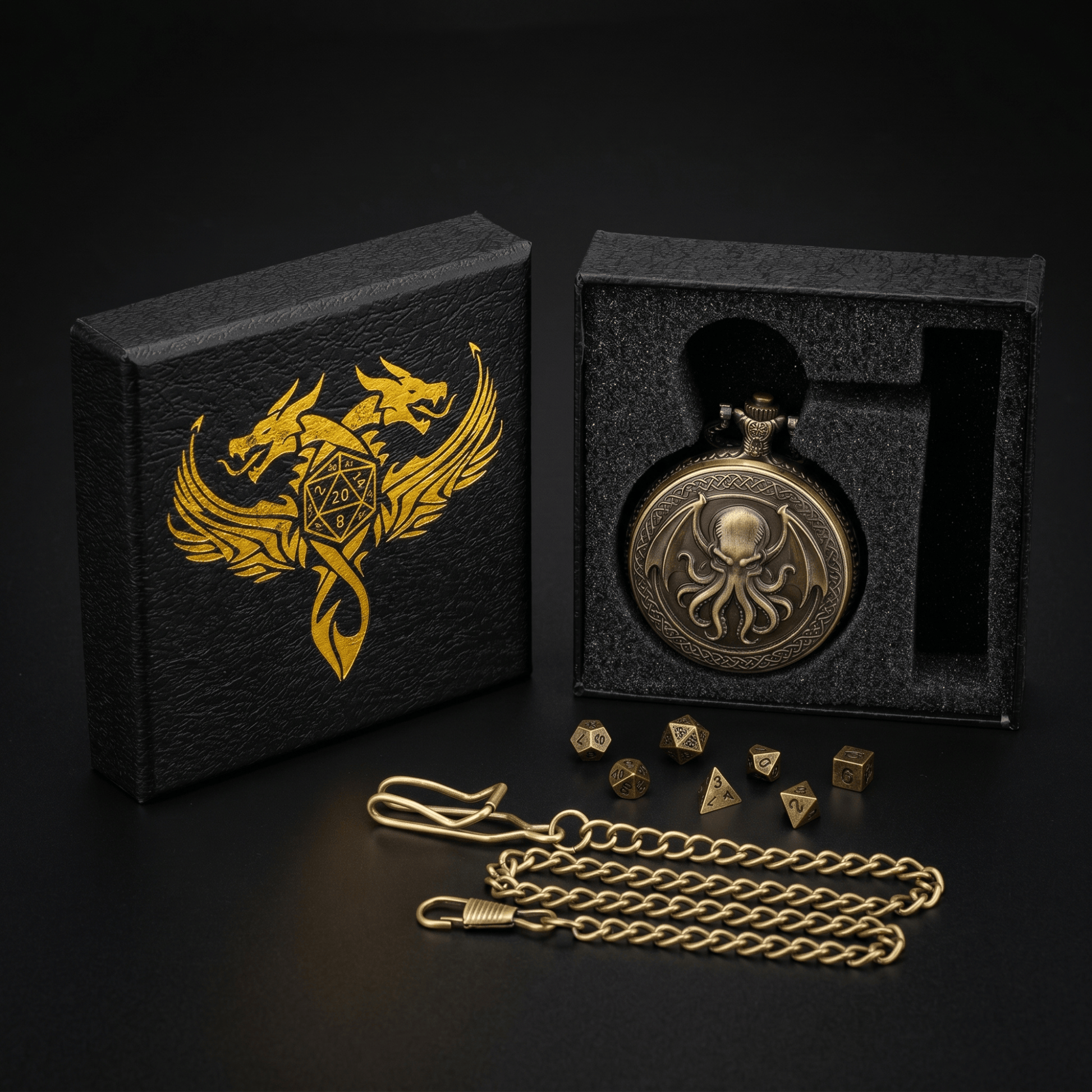 Geloho Cthulhu Pocket Watch Dice Set