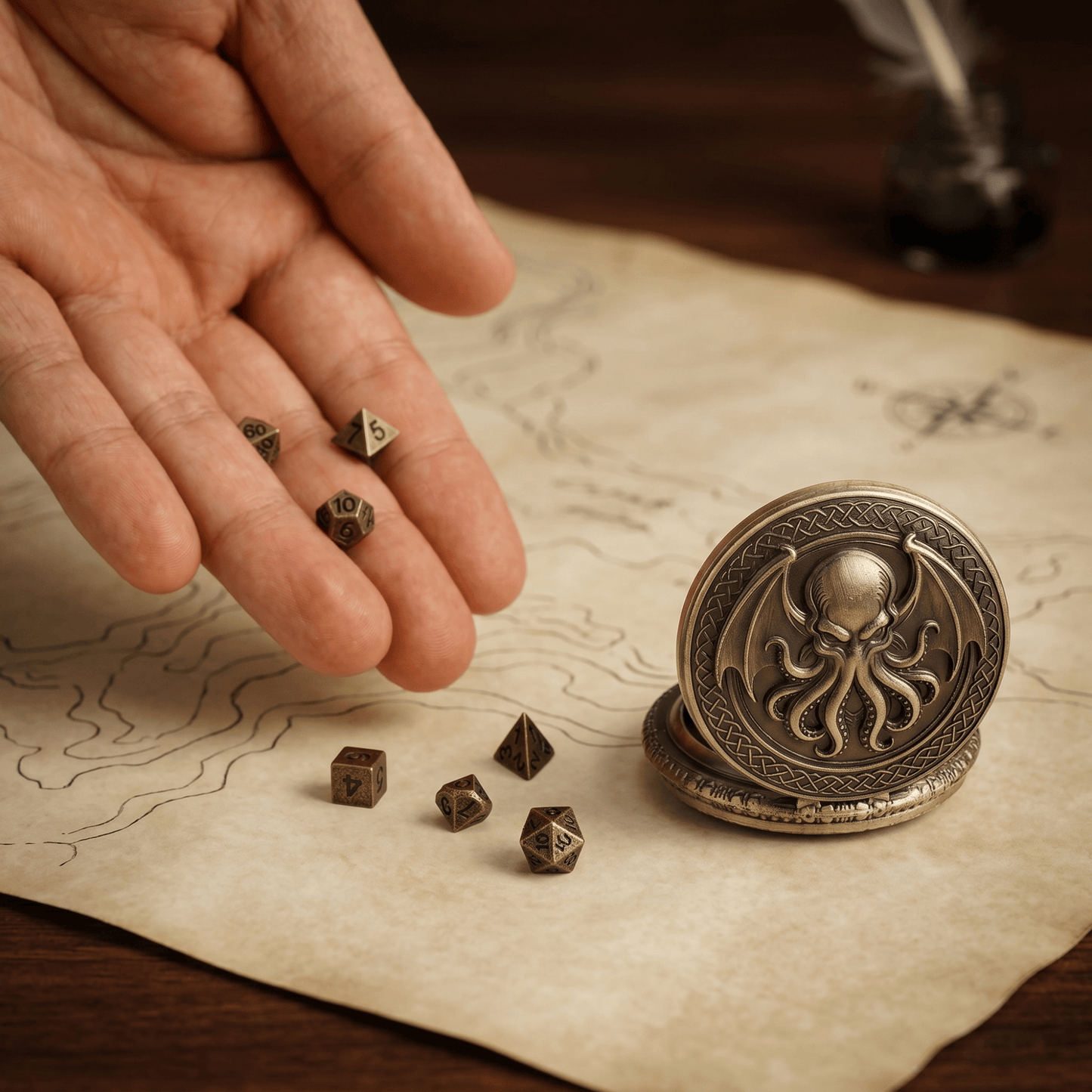 Geloho Cthulhu Pocket Watch Dice Set