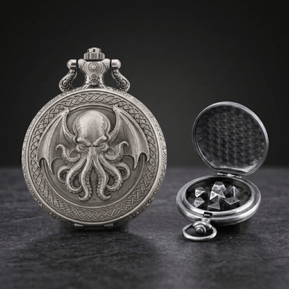 Geloho Silver Cthulhu Pocket Watch Dice Set