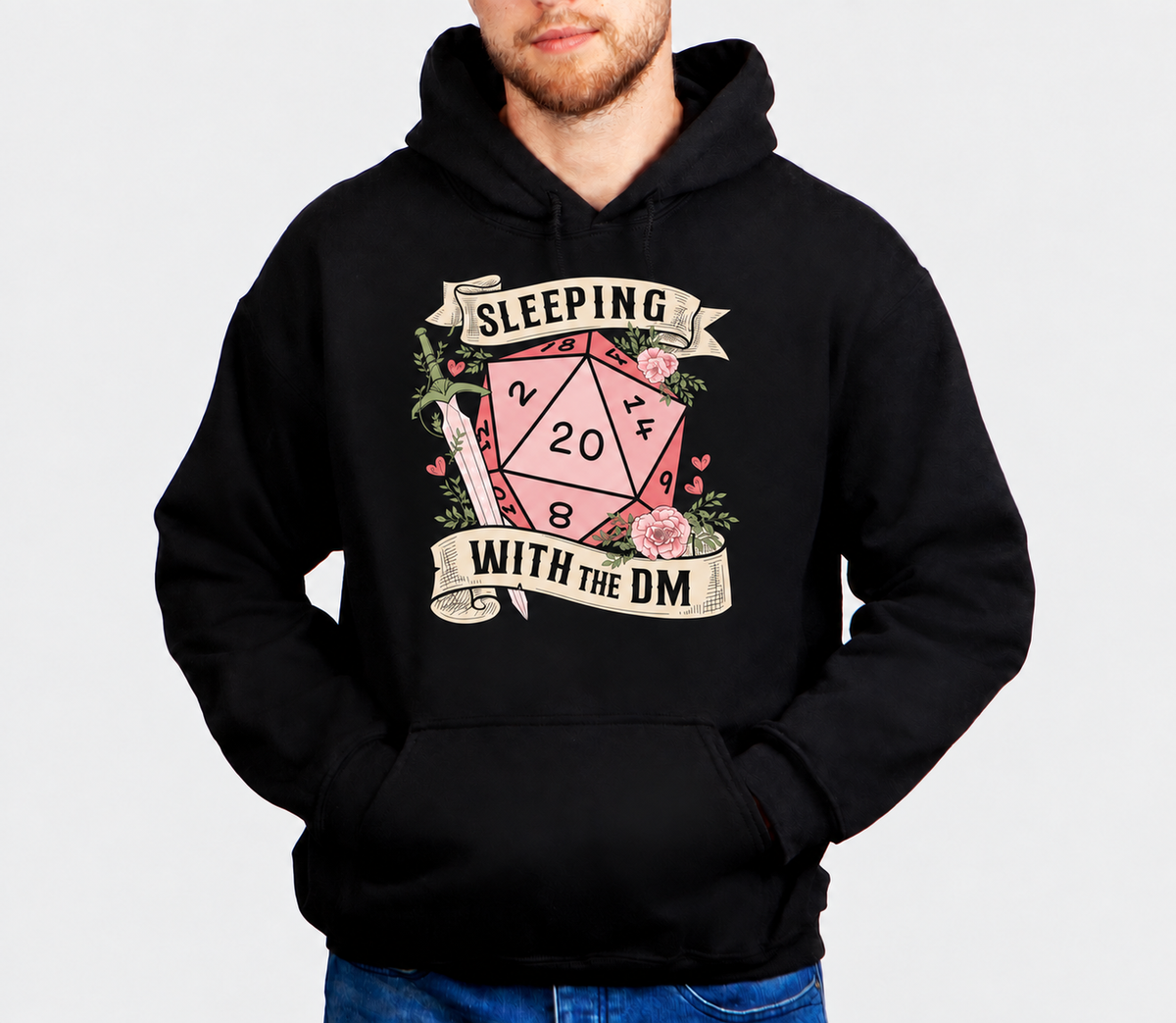 Dating The DM D&D hoodie on male model