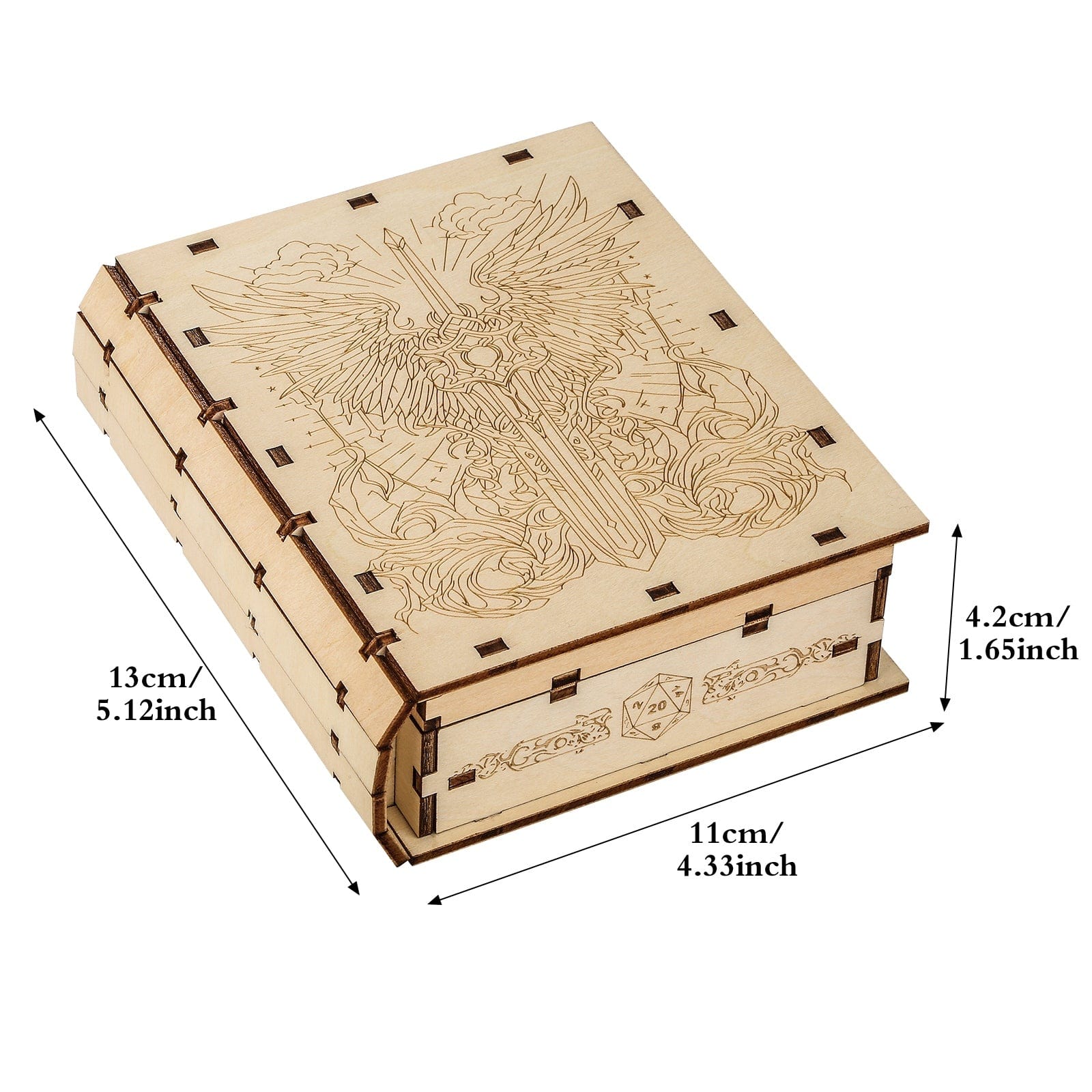 Geloho Divine Sword Dice Spellbook Wooden DnD Dice Case with Angelic Blade Engraving