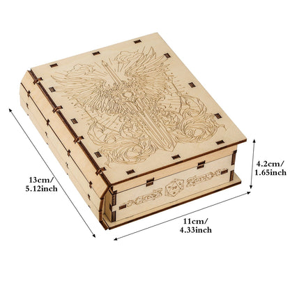 Geloho Divine Sword Dice Spellbook Wooden DnD Dice Case with Angelic Blade Engraving