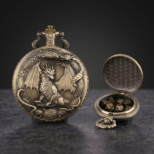 Geloho Dragon Crest Pocket Watch Dice Set