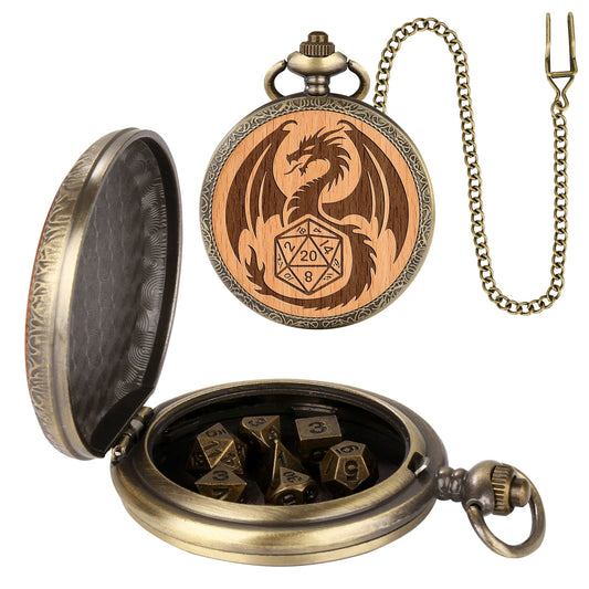 Geloho D20, Dragon Bronze Dragon & D20 Pocket Watch Dice Set