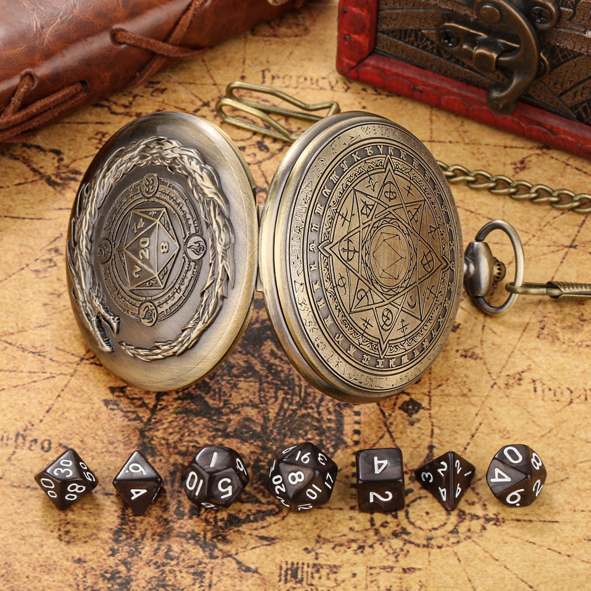 Geloho Dragon & D20 Pocket Watch Dice Set