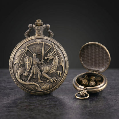 Geloho Dice Bronze Dragon Duel Fatekeeper Pocket Watch Dice Set
