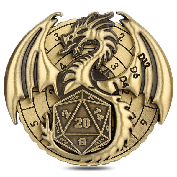 Geloho metal Bronze Dragon Emblem Dice Spinner