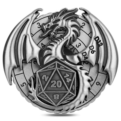 Geloho metal Silver Dragon Emblem Dice Spinner