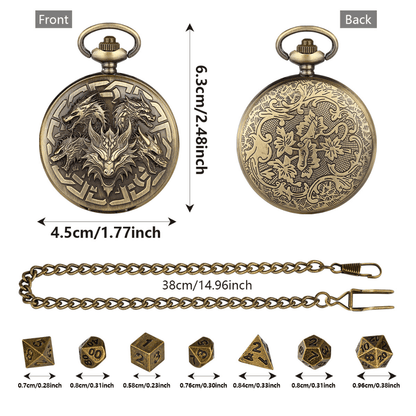 Geloho DRAGON EMBOSSED POCKET WATCH DICE CASE