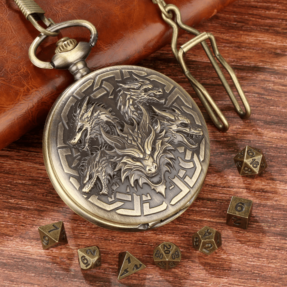 Geloho DRAGON EMBOSSED POCKET WATCH DICE CASE