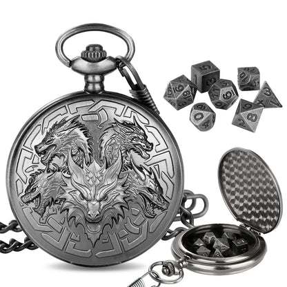 Geloho Silver DRAGON EMBOSSED POCKET WATCH DICE CASE