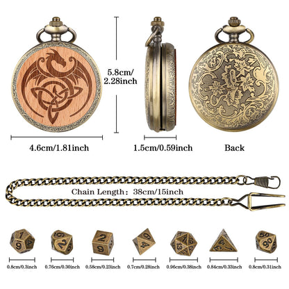 Geloho D20, Dragon Dragon Engraved Pocket Watch Dice Set