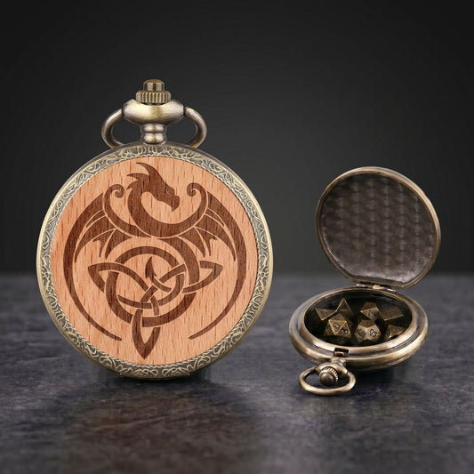 Geloho D20, Dragon Dragon Engraved Pocket Watch Dice Set