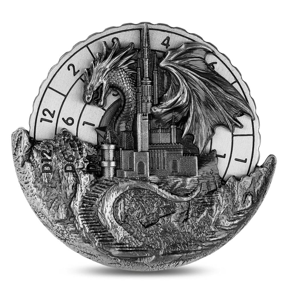 Geloho metal Silver Dragon Fortress Dice Spinner